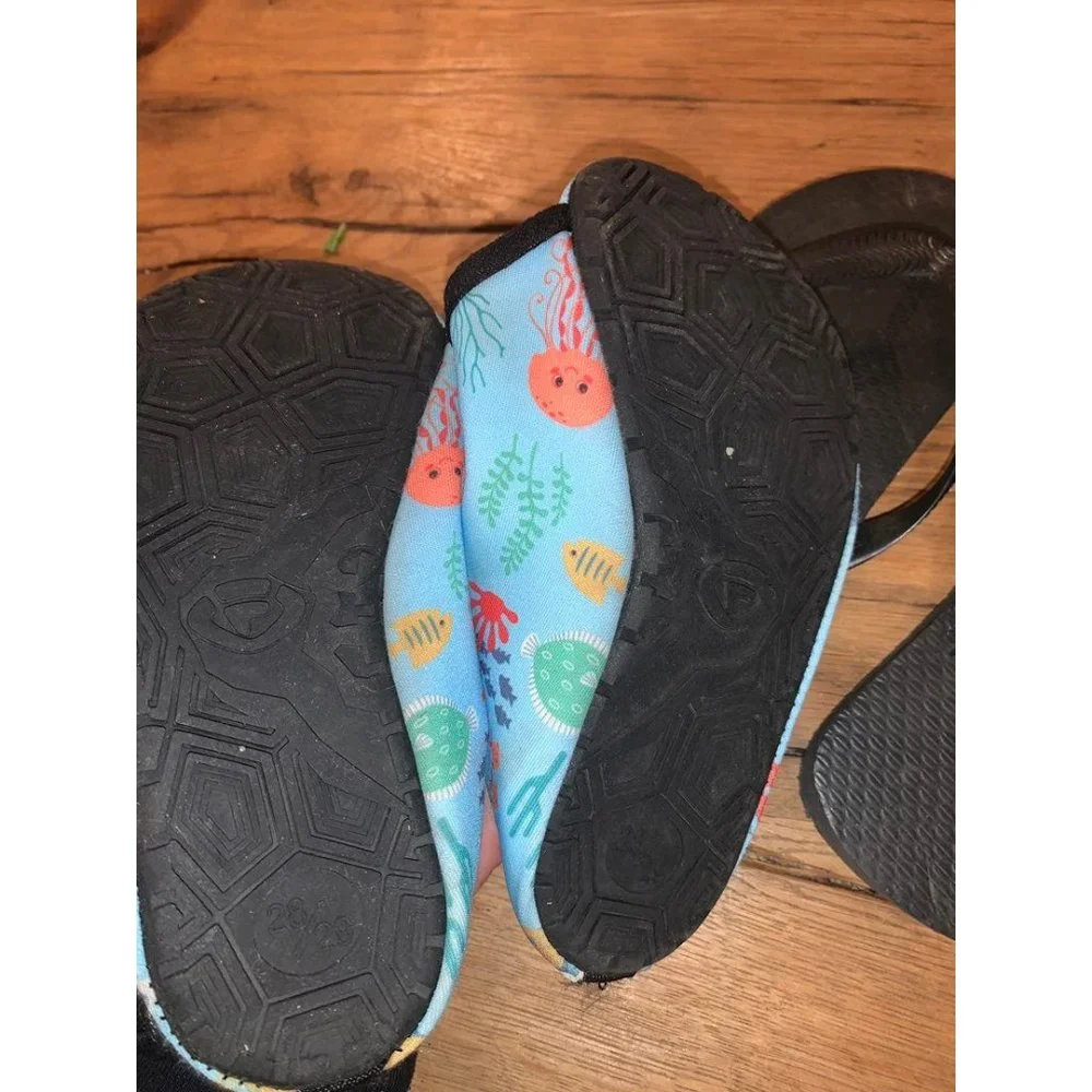 Kids boys child size 10 summer shoes swim sock flipflop bundle